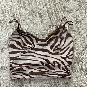 princess polly brown and tan zebra crop top